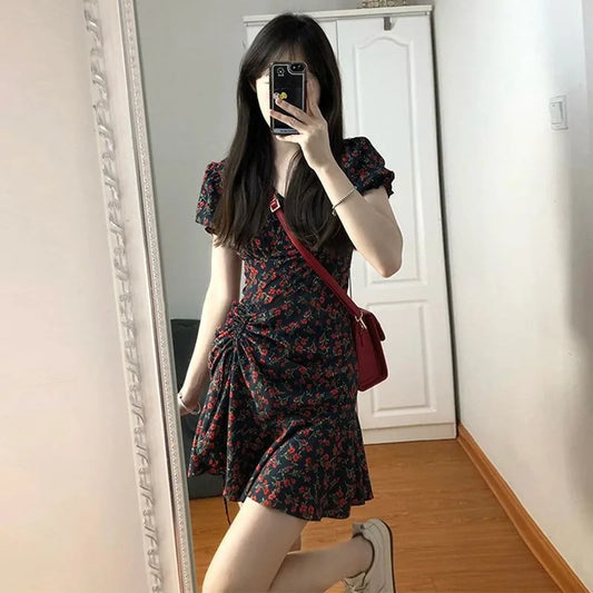 Female Dresses Floral Flower Women's Dress Soft Aesthetic Offer Original Hot New In Vintage Xxl Retro Fashion Summer 2024 Loose