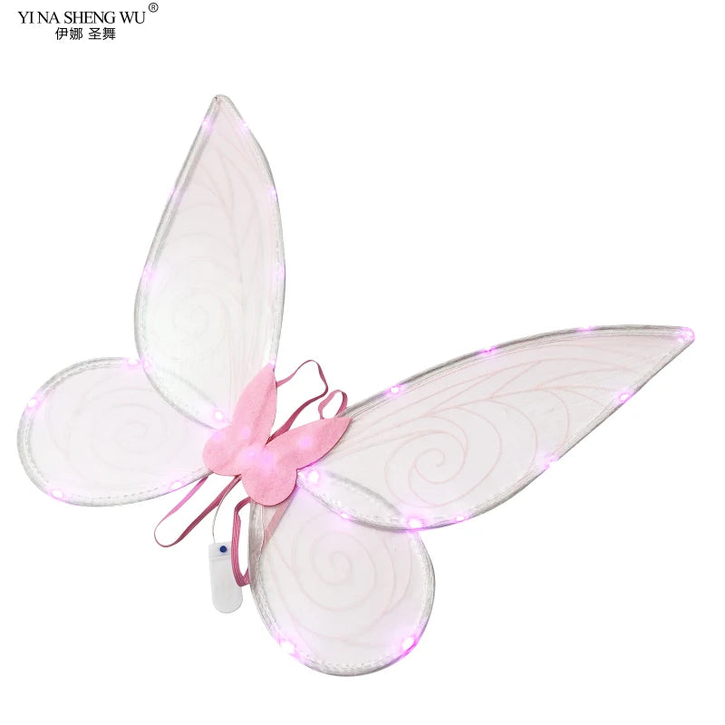 LED Butterfly Fairy Wings Stage Performance Role Play Fairy Dress Princess Angel Wings Stage Accessories Fairy Ears+head Ring