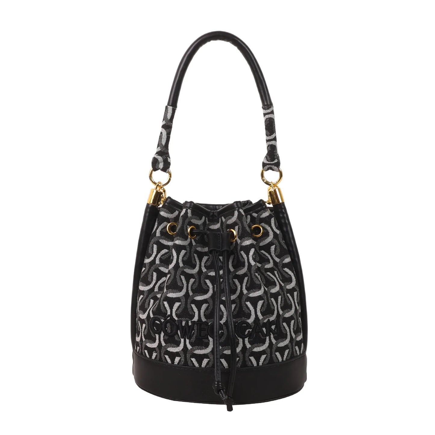 2025 New! Stylish Houndstooth Bucket Bag for Women. High-End Pleated Drawstring Design, Niche & Elegant Shoulder/Crossbody Bag