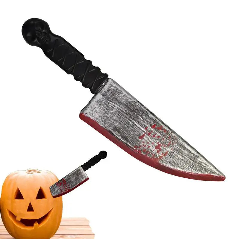 Faked Bloody Sharp Knife for Halloween Costume Cosplay Props Simulation Plastic Kitchen Knife Horror Decor theme Party Supplies