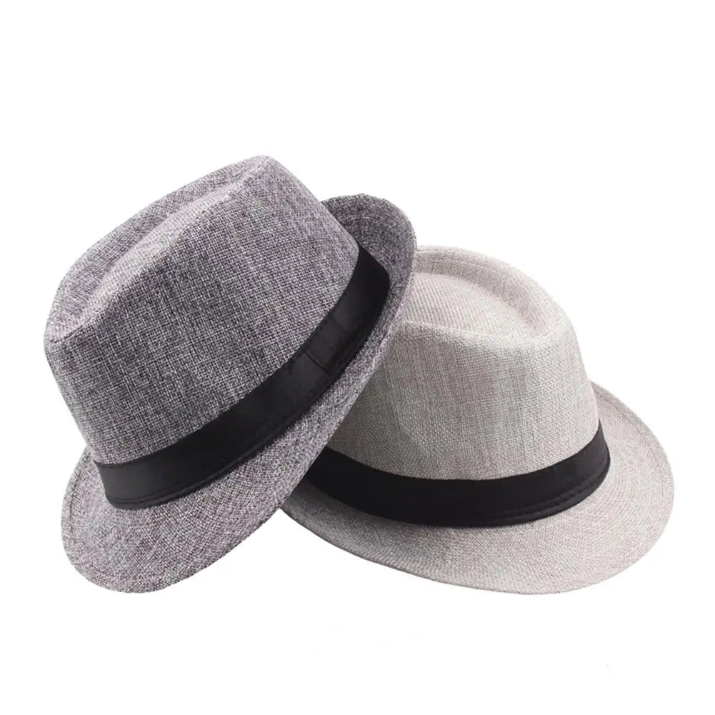 Fedora Hat Wide Brim Panama Cap Boater Summer Beach Sun Hat Breathable Cowboy Hat Elegant Women Men Trilby Cap British Jazz Cap