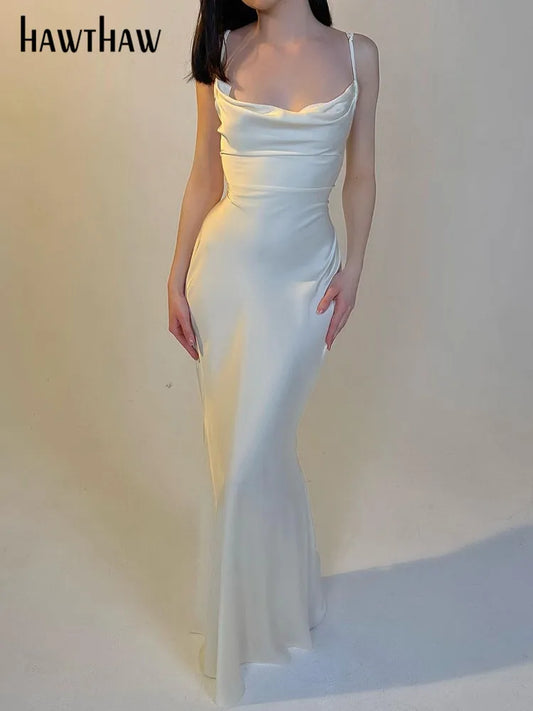 Hawthaw Women Sexy Party Club Evening Birthday Bodycon White Long Dress 2024 Summer Clothes Wholesale Items For Business