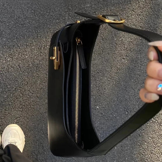 Women Vintage Handbag Large Capacity PU Underarm Bag Retro Commuting Bags Solid Color Stylish Clutch Purse Trendy Shopping Bag