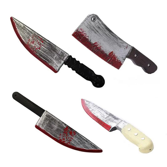 Faked Bloody Sharp Knife for Halloween Costume Cosplay Props Simulation Plastic Kitchen Knife Horror Decor theme Party Supplies