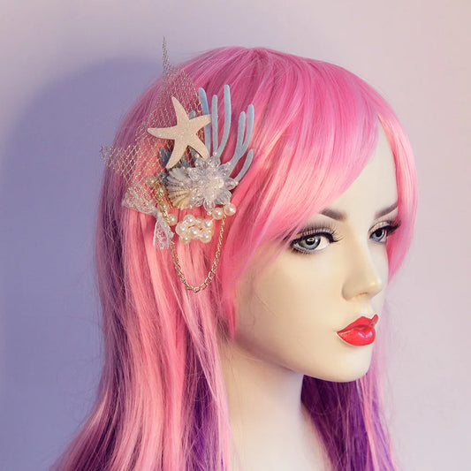 New Fashion Mermaid Series Hair Accessories Starfish Artificial Crystal Shell Coral Element Party Seaside Accessories Mermaid Se