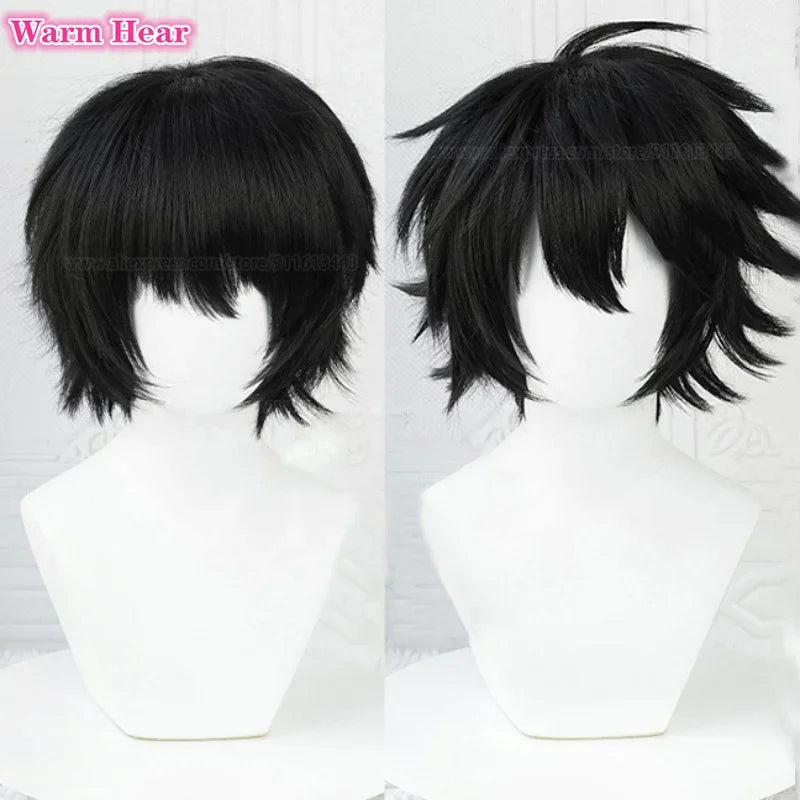 Anime L.Lawliet Synthetic Hair L 35cm Short Black Cosplay Anime Wig Heat Resistant Hair Man Halloween Party Unisex Wigs +Wig Cap