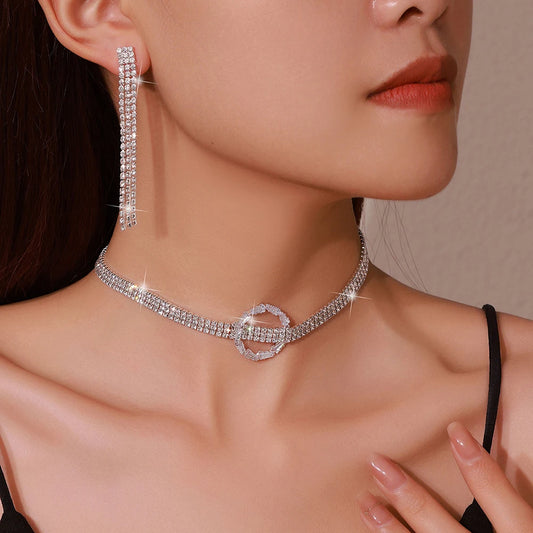 Europe And The United States Exaggerated Necklace Earrings Set Exquisite Choker Dinner Accessories Women Jewelry