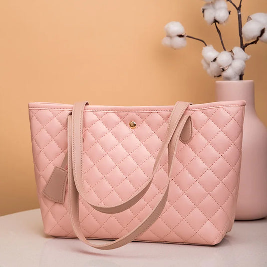 Chic Embroidered Tote Bag for Women - Spacious & Stylish Shoulder Handbag with Fixed Strap, Polyester Lined, Faux Leather