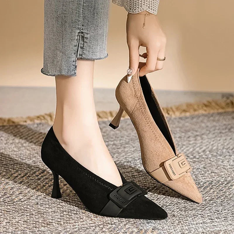 Sexy High Heels Shoes Women Suede Pointed Toe Shoes Autumn 2024 Designer Elegant Dress Shoes New Brand Party Zapatos Pumps Femme