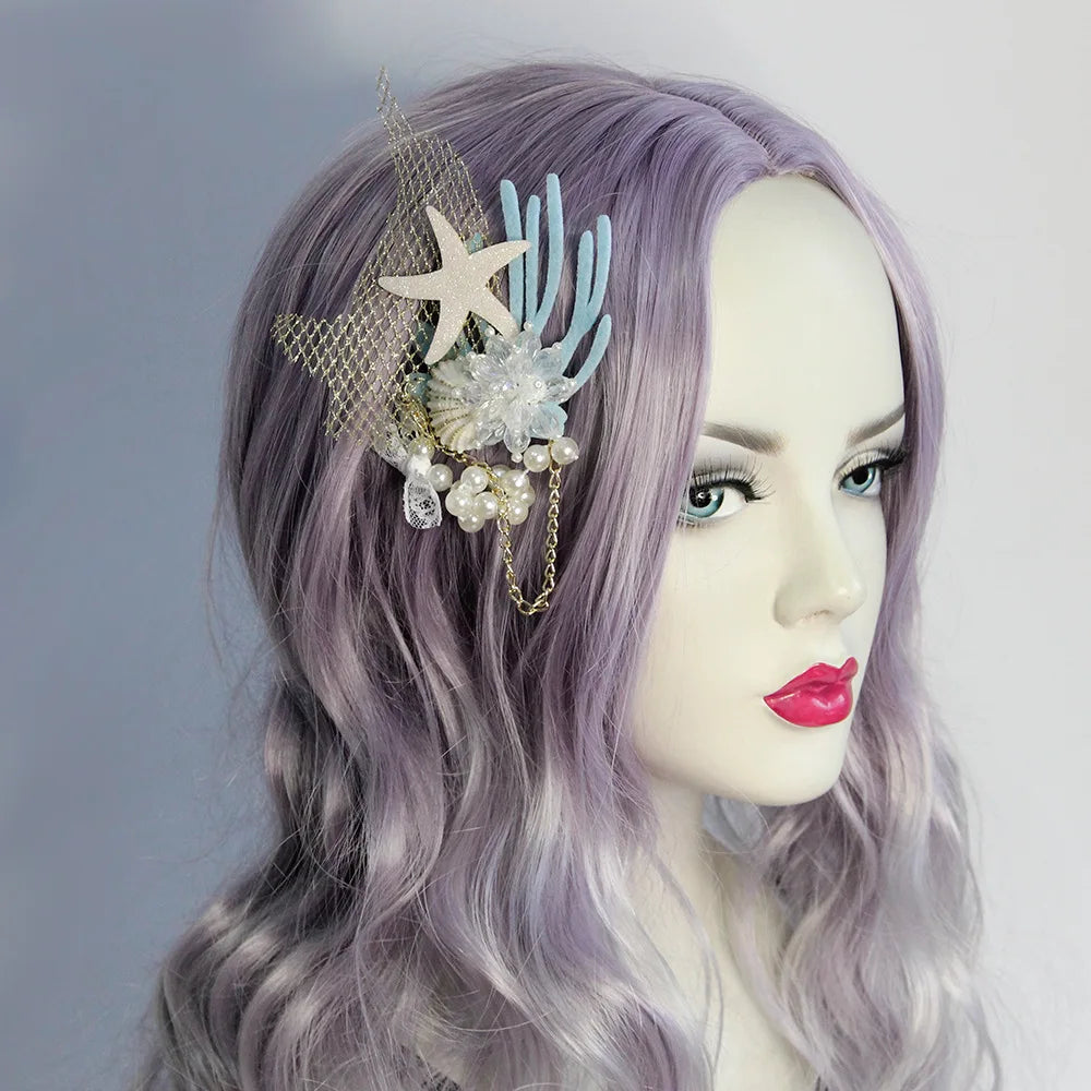 New Fashion Mermaid Series Hair Accessories Starfish Artificial Crystal Shell Coral Element Party Seaside Accessories Mermaid Se