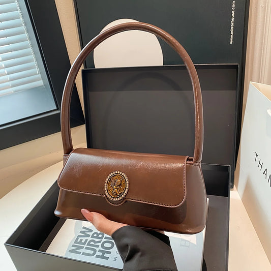 Chic French Vintage Inspired Mini Handbag Shoulder Bag for Women Tote Bag, Magnetic Closure, Versatile Stylish for Everyday Use