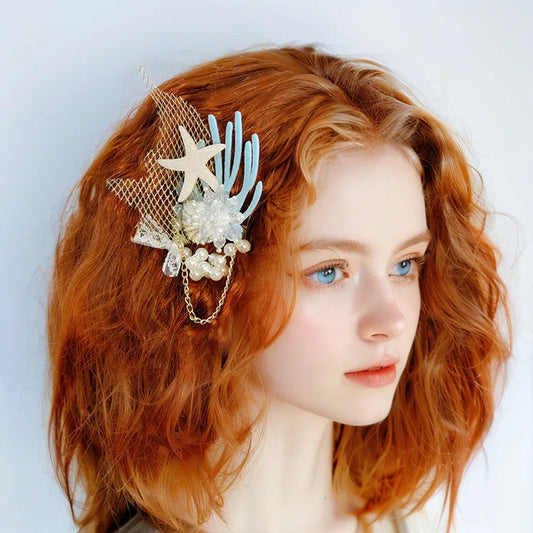 New Fashion Mermaid Series Hair Accessories Starfish Artificial Crystal Shell Coral Element Party Seaside Accessories Mermaid Se