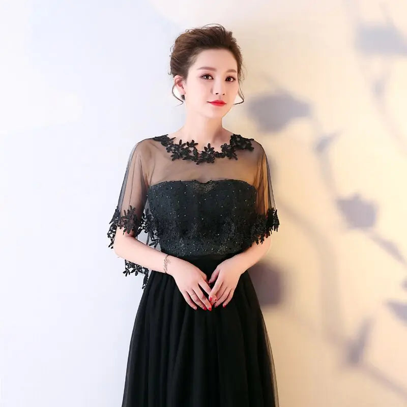 Women Party Bridal Casual Lace Shawl Wedding Cape Evening Dress Cape Style Shawl Elegant Light Sheer Gauze