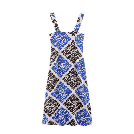 Women's Dresses  Summer 2025 New Style  Suspender Style  Cut-out Design  Midi Dress Printed Decorations Casual Fashion