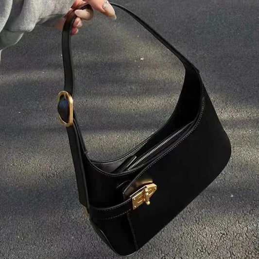 Women Vintage Handbag Large Capacity PU Underarm Bag Retro Commuting Bags Solid Color Stylish Clutch Purse Trendy Shopping Bag