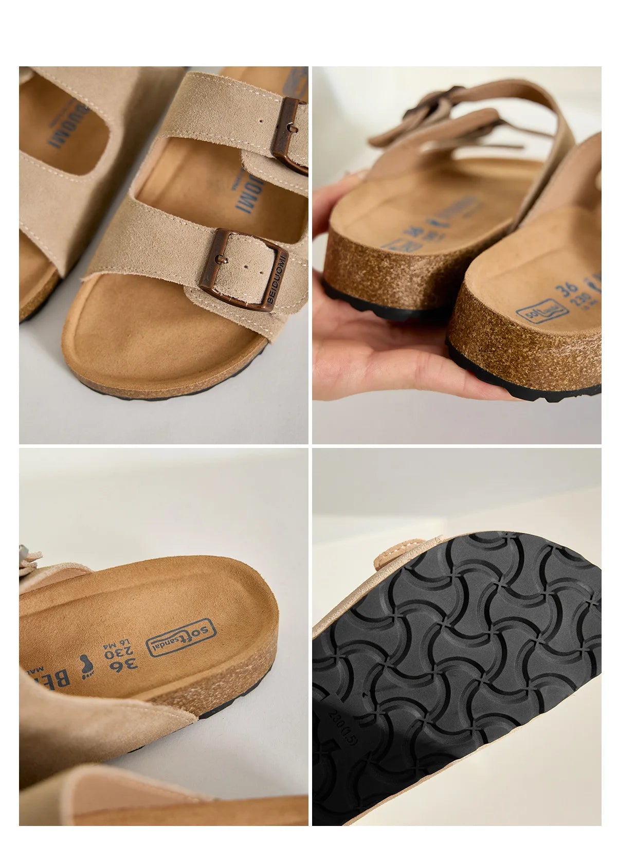 Birken Style Shoes Plain Original Cork Sole Slippers 2024 New Style Sandals Leather Men and Women