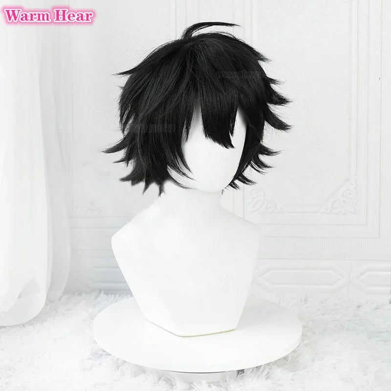 Anime L.Lawliet Synthetic Hair L 35cm Short Black Cosplay Anime Wig Heat Resistant Hair Man Halloween Party Unisex Wigs +Wig Cap