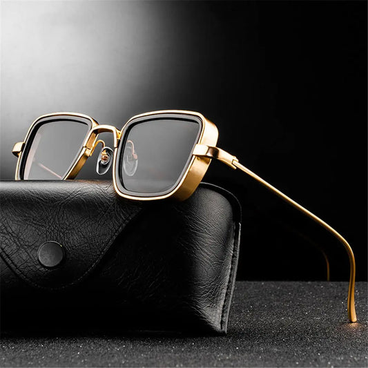 New Vintage Metal Steampunk Sunglasses Men Women Square Sun Glasses For Men Women Stylish Retro Brand Shades Male Female UV400