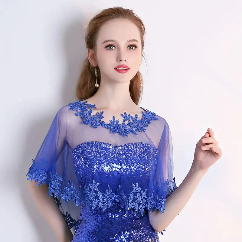 Women Party Bridal Casual Lace Shawl Wedding Cape Evening Dress Cape Style Shawl Elegant Light Sheer Gauze