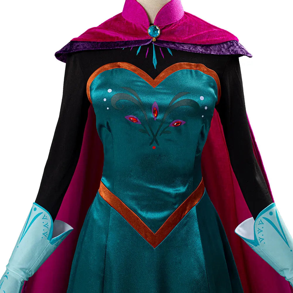 Movie Queen Elsa Cosplay Costume Women Princess Coronation Dress Cloak Outfits Adult Girls Halloween Carnival Role Play Suits