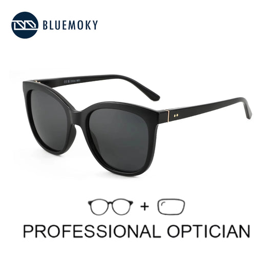 BLUEMOKY Popular Polarized Prescription Sunglasses Fashion Women UV400 Protection Oversized Cat Eye Progressive Sun Glasses