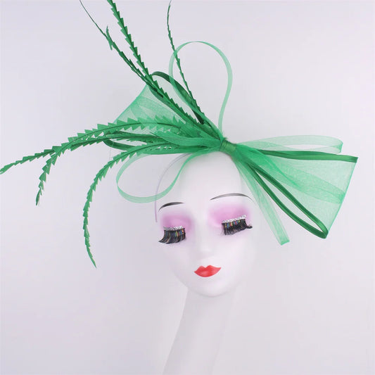 Women Elegant Bow Fascinator Party Hats Wedding Headwear Bride Hair Accessories Feather Pillbox Cap Derby Headdress Veils Cap