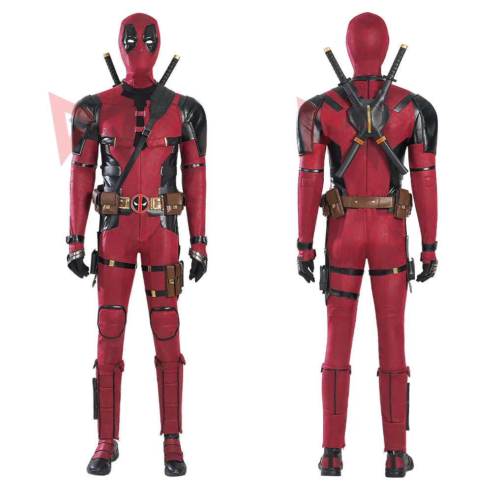 New Deadpool 3 Cosplay Cosutme Wade Winston Wilson Jumpsuit  Belt Set  Movie Anti-hero Suit Halloween Custom Made