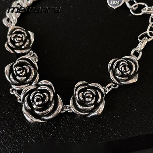 Mewanry Rose Flower Bracelets Vintage Party Jewelry for Women Couples New Fashion Vintage Handmade Party Jewelry Gifts