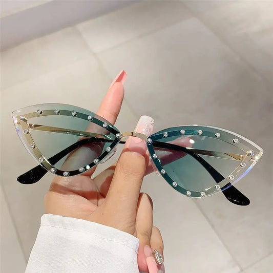 Gradient Cat Eye Sunglasses New Stylish Multicolor Party Sun Glasses UV400 Protection Rhinestones Eyewear for Women & Men