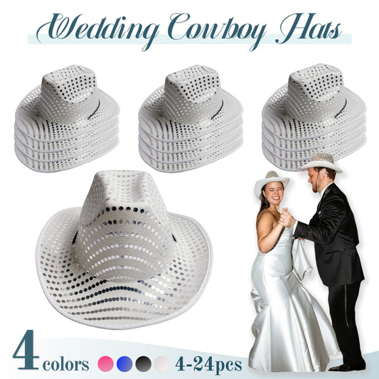4-24pcs Wedding Cowboy Hats Cowgirl Hats Western Cowboy Hats Women Gift for Wedding Reception Dance Ball Party Bridal Shower