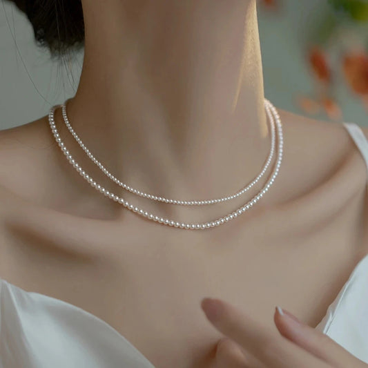 2/3MM Exquisite Pearl Necklace For Women Jewelry On Neck Pearl Bead Choker Cheap Items With Free Shipping Party Gift