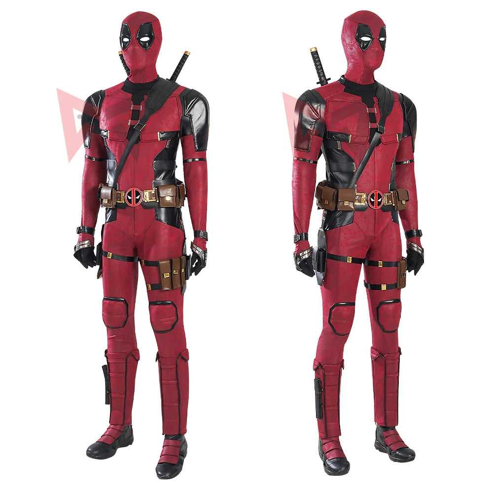 New Deadpool 3 Cosplay Cosutme Wade Winston Wilson Jumpsuit  Belt Set  Movie Anti-hero Suit Halloween Custom Made