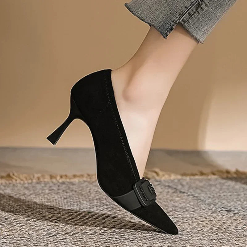 Sexy High Heels Shoes Women Suede Pointed Toe Shoes Autumn 2024 Designer Elegant Dress Shoes New Brand Party Zapatos Pumps Femme