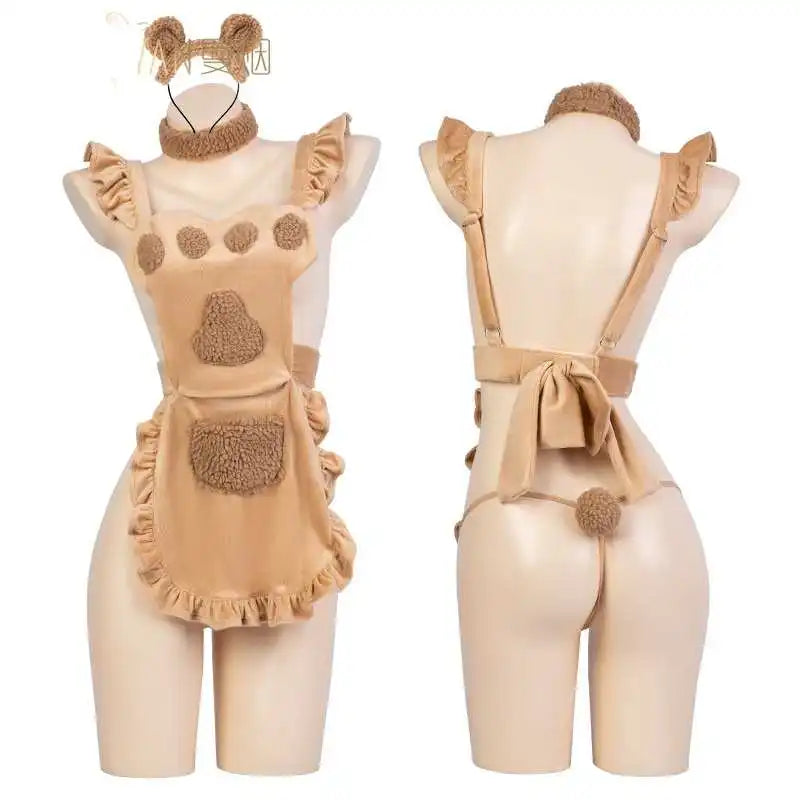 New Design Women's Sexy Roleplay Maid Lingerie Dress Adult Lady Sex Theme Party Cosplay Bear Costumes Open Crotch Fliter Clothes