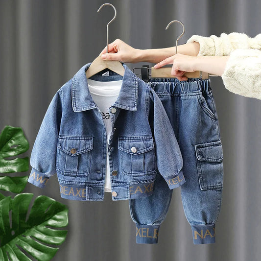 New Spring/Autumn Boys Clothing Suit Korean Children's Denim Suit 2pcs Sets Of Autumn Children Clothes 1-11 Years