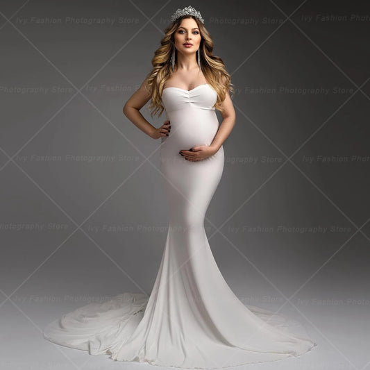 Maternity Dresses Photoshoot Comfortable Stretch Cloth Pregnant Women Dress Off Shoulder Slim Fit Dress Props For Photo Shoot