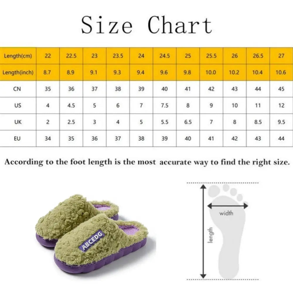 Women Winter Warm Home Slippers Thicken Indoor Boy Girl Floor Slides Plush High Heels Fur Cotton Shoes Ladies Couples Slipper