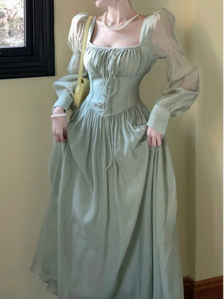 Women Elegant Fashion Casual Midi Party Dresses Summer Vintage A-Line Birthday One Pieces Vestidos Female Chic Robe Mujers New